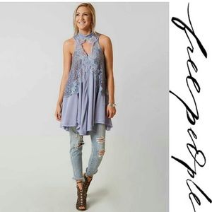 Free People Tale Tell lace Tunic Size Medium color purple